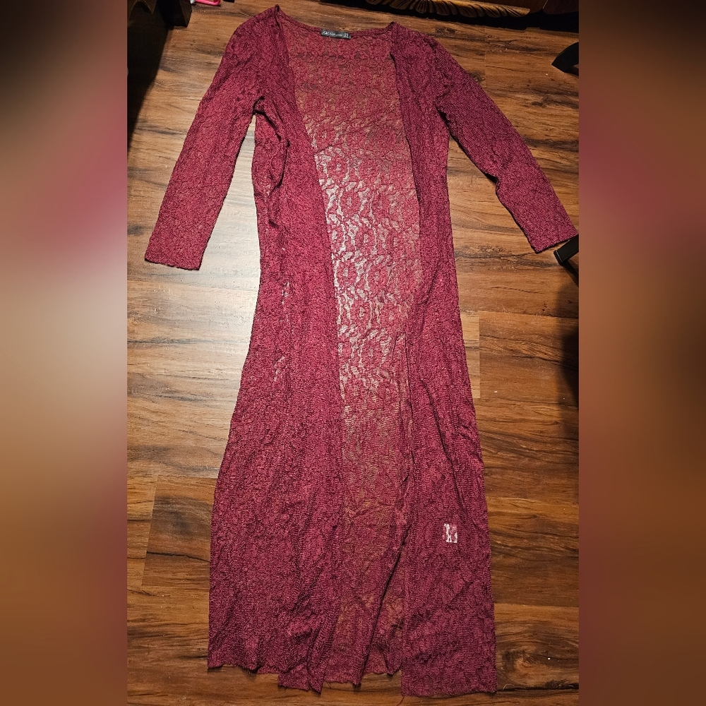 ZANZEA Burgundy Lace Long Sleeve Cover-up. Size 12.EXCELLENT CONDITION!
